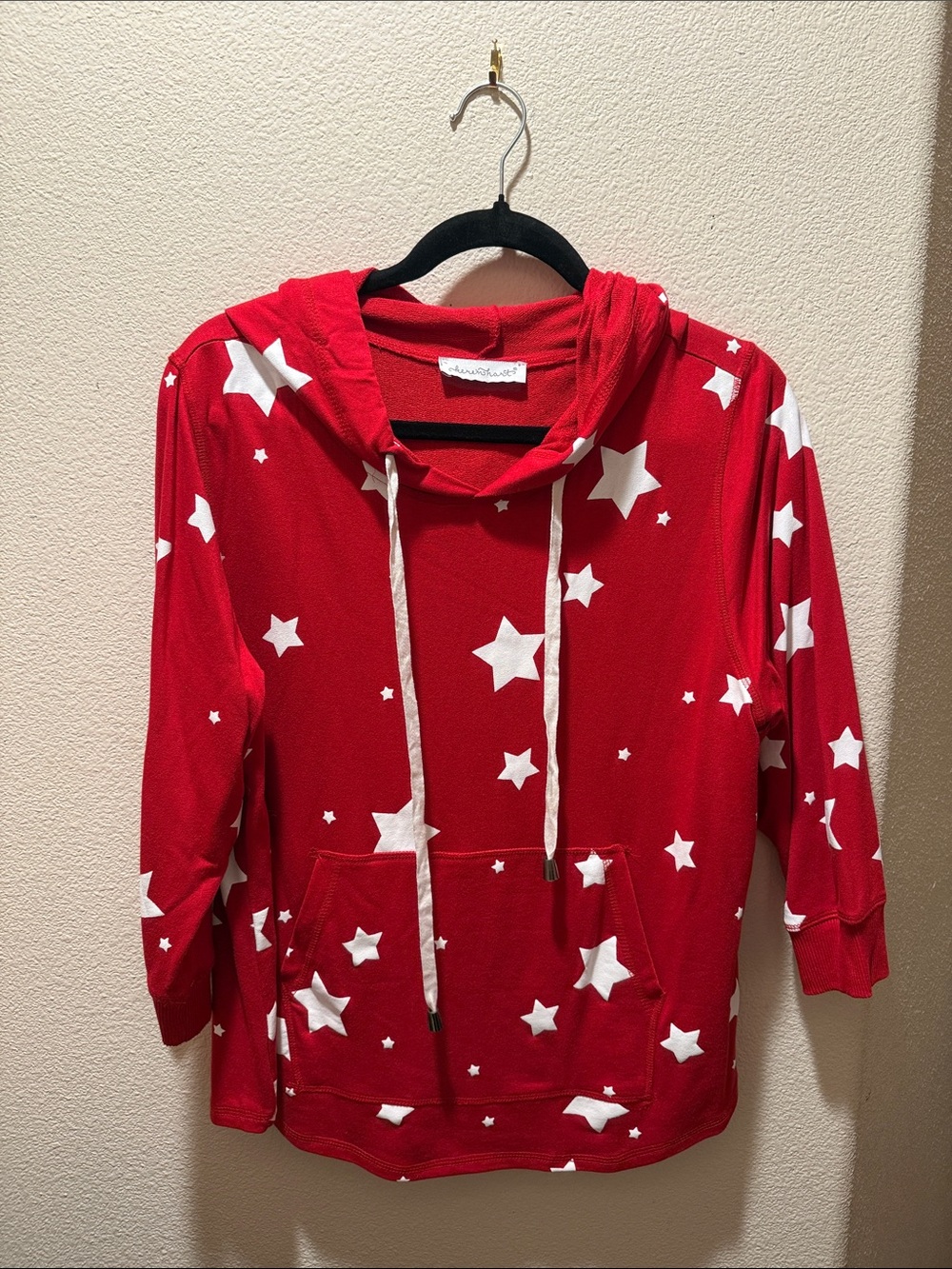 Red Star Print Hoodie Sweatshirt